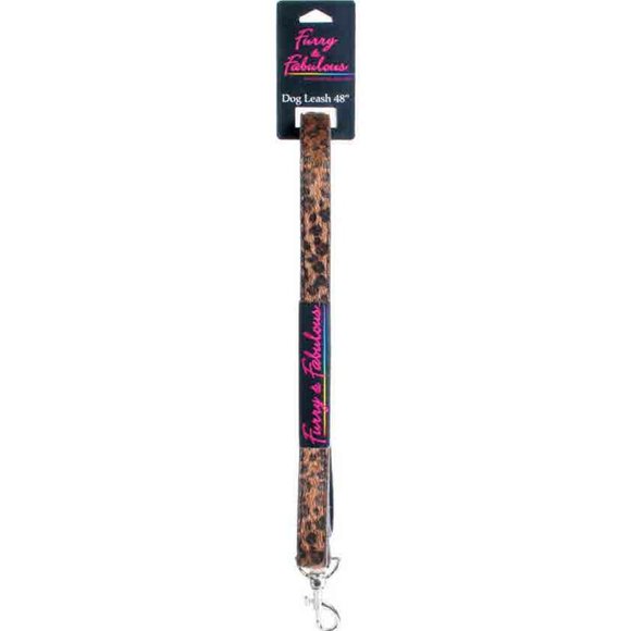Faux Hair Calf Leopard Print 48" Leash - Picture 1 of 1